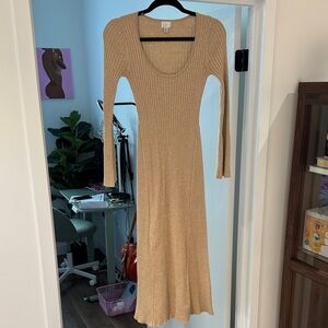 a new day Tan Long Sleeve Knit Dress